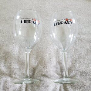 Set of 2 Hotel Syracuse Library Wine Glasses 8.5" Tall